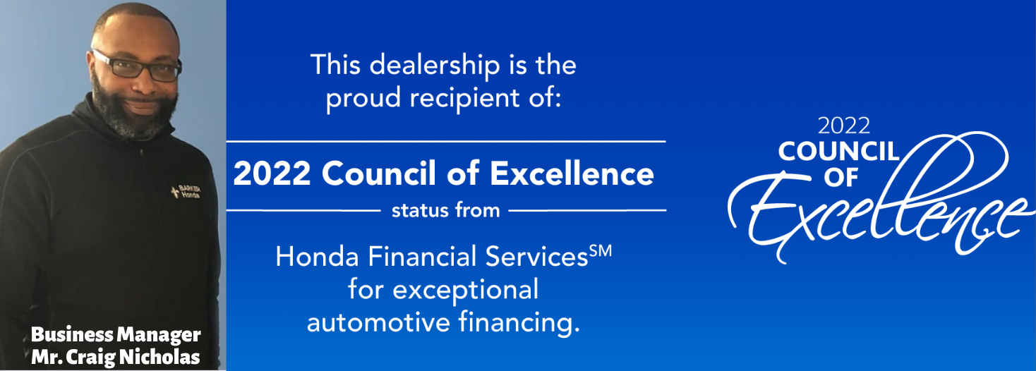 Council of Excellence Status Awarded to Barker Honda in Houma LA